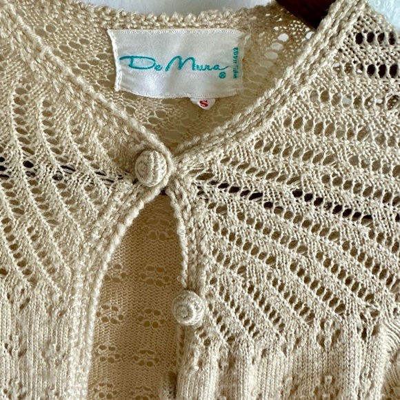 Vintage DeMura Knit Button Up Cardigan Women’s Small Boho Grandma Hand Made USA - Picture 5 of 8
